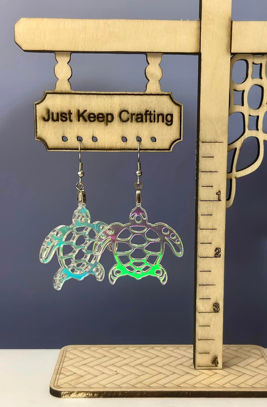 Iridescent Acrylic Sea Turtle Earrings